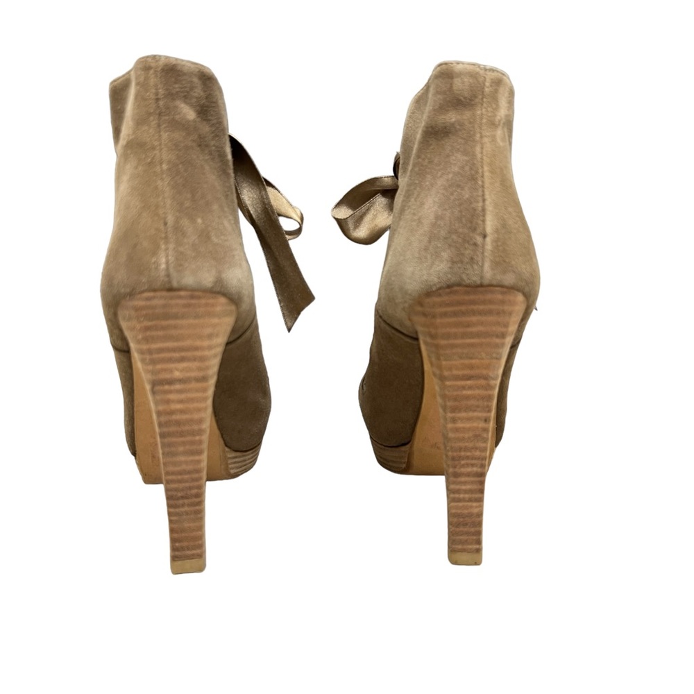Stuart Weitzman Suede lace up Upstart peep toe heeled women’s boots 7 - Picture 4 of 10